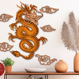 Multilayer Chinese Dragon Laser Cut File SVG Laser Cutting Dragon DXF ...