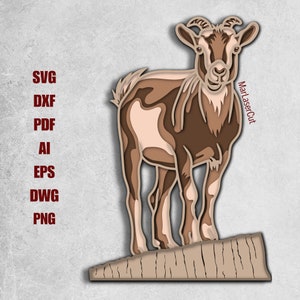 Multilayer Goat Climbing Laser Cut File 3D Layered Goat Layered Dxf Dwg Plywood Cutting SVG File 3D Plywood Goat Template CNC router DXF