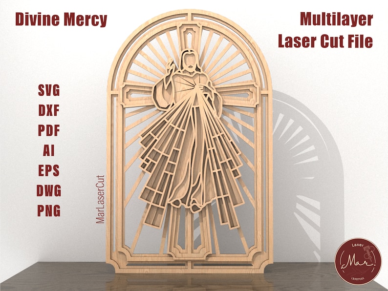 Mercy Cut Out Layered Divine Mercy Laser Cut File 3D Multilayer Cross Layered Jesus ...