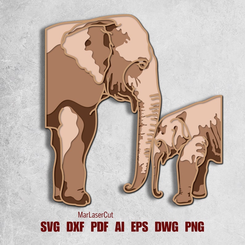 Multilayer Elephant Laser Cut File 3D Elephant Mandala Layered Dxf ...