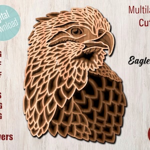 Layered Eagle Laser Cut File Eagle SVG 3D Instant Download Multilayer Vector Pattern Design Multilayer Glowforge Cricut Boho Laser Wall Art