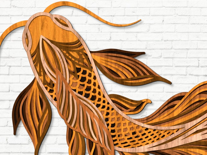 Multilayer Koi Fish Laser Cut File DXF Laser Cut Fish Mandala Koi SVG ...