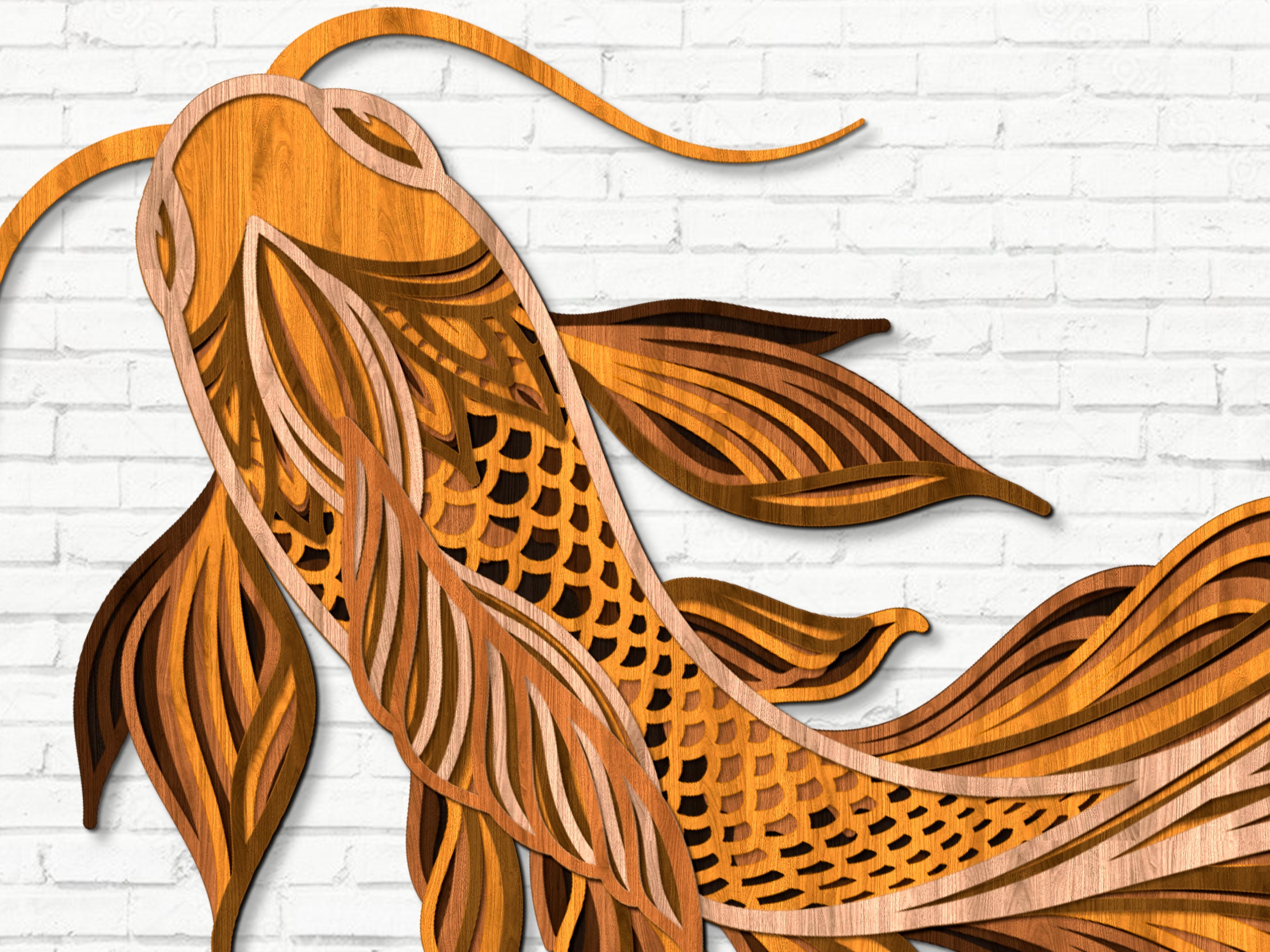 Multilayer Koi Fish Laser Cut File DXF Laser Cut Fish Mandala Koi SVG ...