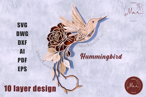 Multilayer Hummingbird Laser Cut 3D File SVG Mothers Day