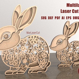 File di taglio laser multistrato per conigli pasquali. File di taglio SVG 3D per laser Co2, laser a diodi, modello di taglio della carta Cricut. File di Pasqua