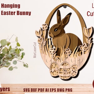 Osterhase Laser Cut Datei Frohe Ostern 3D SVG Schneidedatei Osterhase Laserdatei Glowforge Ostern Layered SVG Cricut Template
