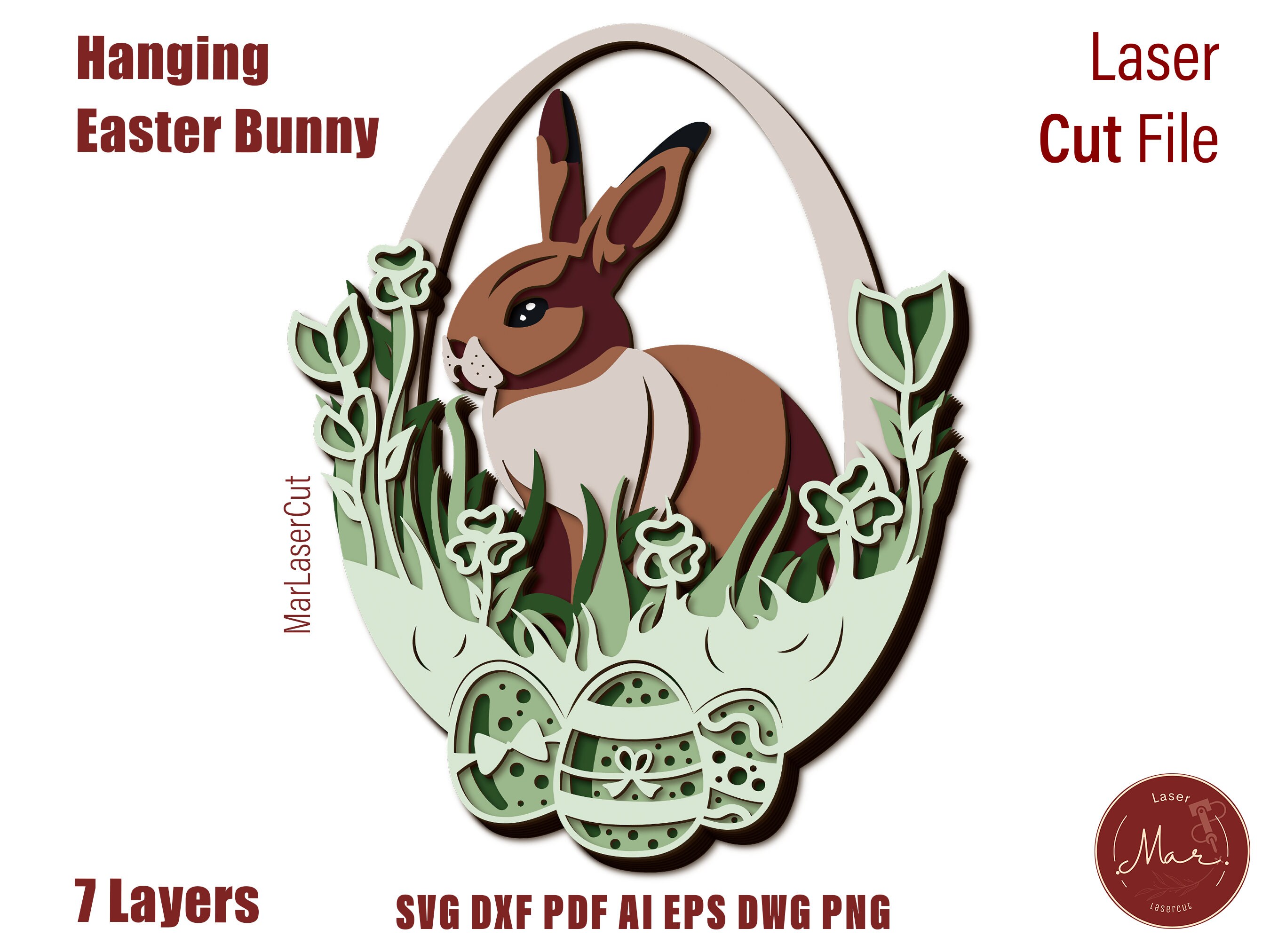 Layered Easter Bunny Laser Cut File Happy Easter 3D SVG Cutting File ...