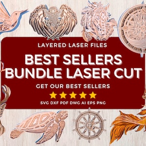 Multi layer Laser Cut Bundle Layered Laser Cut File Bundle SVG Multilayer Mandala files for laser CNC Layered Files Glowforge vector file