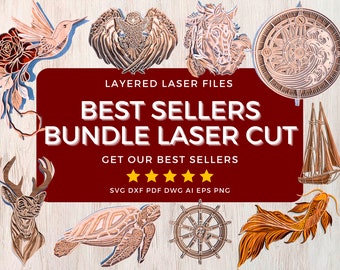Multi layer Laser Cut Bundle Layered Laser Cut File Bundle SVG Multilayer Mandala files for laser CNC Layered Files Glowforge vector file