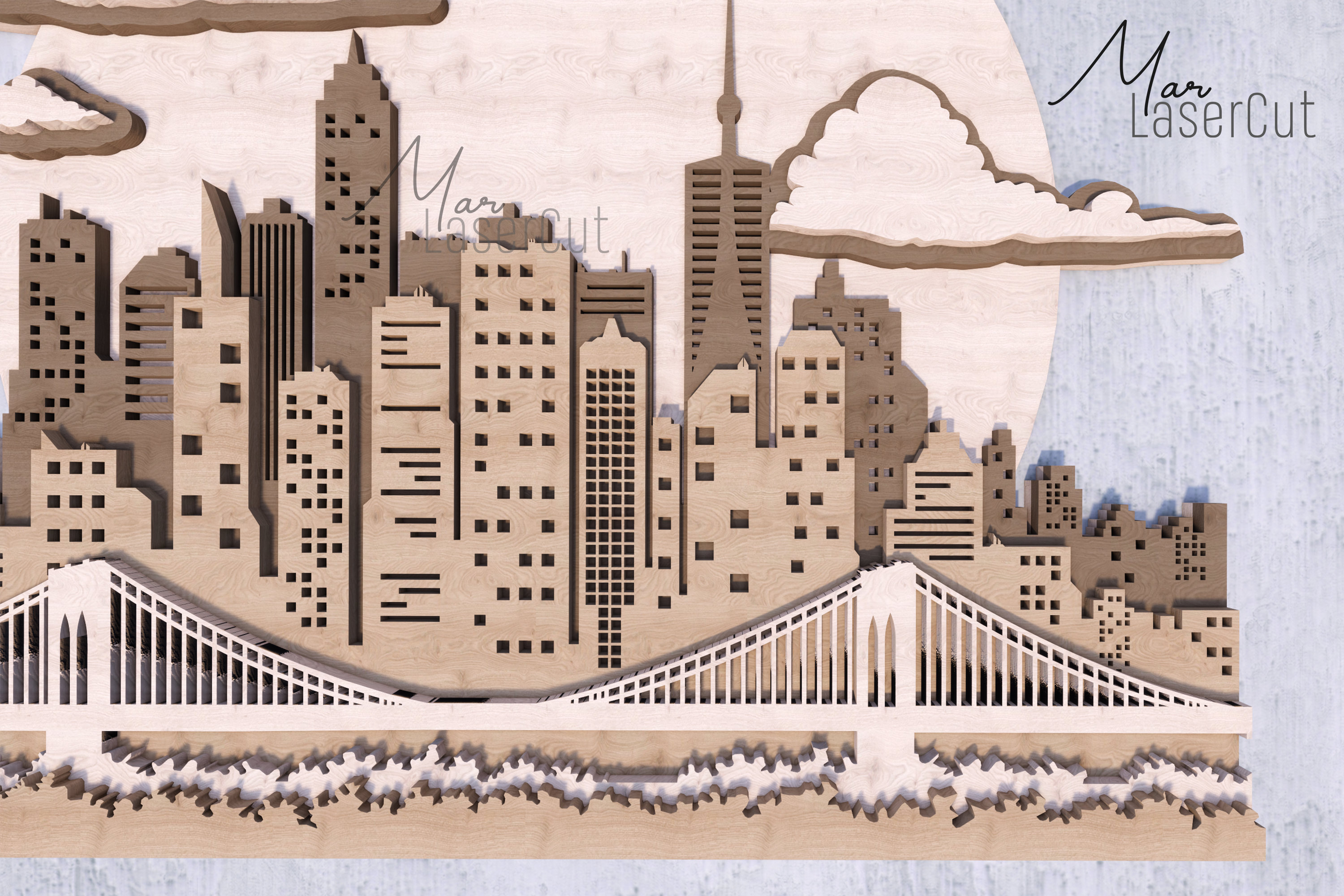 City Skyline Laser Cut 3D File SVG Instant Download Vector City Skyline Laser Cut 3D File SVG Instant Download Vector