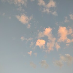 Clouds With Light Pink Highlights in Evening Sky Image