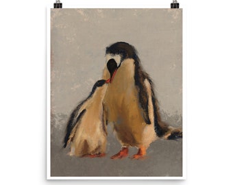 Mother and Baby Penguin - Print