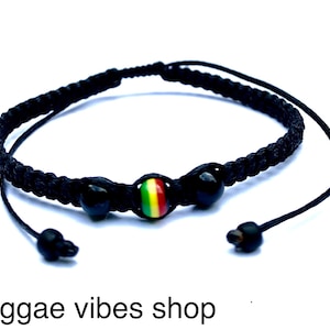 Braided bracelet with black onyx beads/Reggae/Rasta/Rastafarian/Jamaican style/African style/Gemstone bracelet/Reggae gift/For men/Women