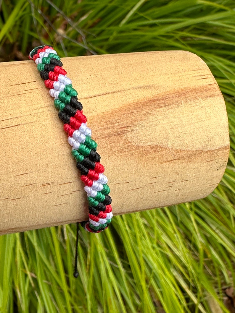 Handmade Palestine Flag Braided Bracelet: Adjustable Unisex Waterproof image 6