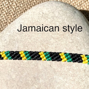 Woven bracelet/Knots bracelet/Jamaican flag/Jamaican colours/Black yellow green/Jamaican style/Rastafarian/Friendship bracelet/For men/women