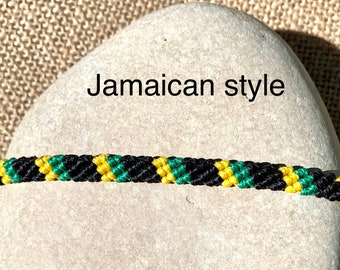 Jamaikanisches Armband/Knoten Armband/Jamaikanischer Flagge/Farben/Schwarz Gelb Grün/Jamaikanischer Stil/Freundschaftsarmband/Für Männer/Frauen