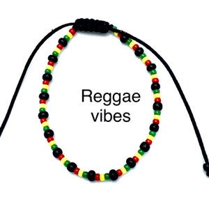 Perlenarmband/verstellbar/Unisex/Rasta/Reggae/Rot gelb grün und schwarz/Rastafari/Reggae Geschenk/handgemacht/Bob Marley/Jamaikanischer Stil