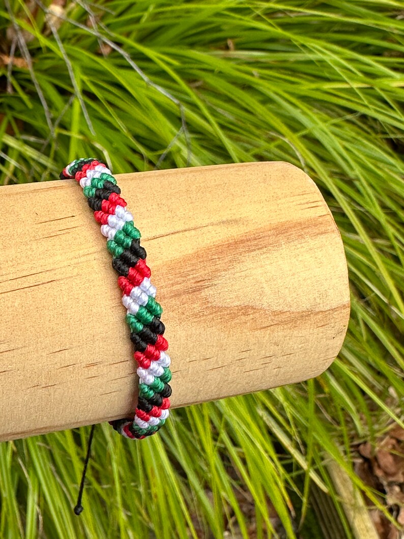 Handmade Palestine Flag Braided Bracelet: Adjustable Unisex Waterproof image 7