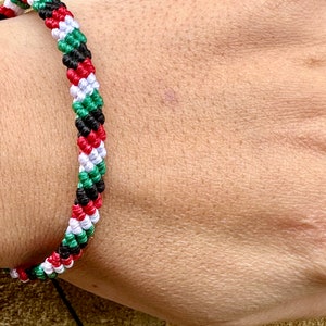 Handmade Palestine Flag Braided Bracelet: Adjustable Unisex Waterproof