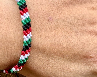 Handmade Palestine Flag Braided Bracelet: Adjustable Unisex Waterproof