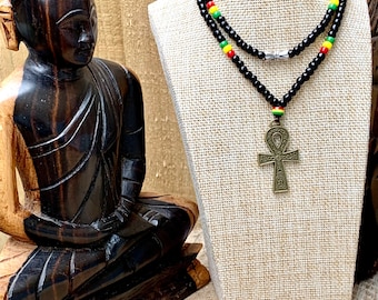 Ankh Pendant/Reggae Necklace/Symbol of Life-Rastafarian necklace-Egyptian jewellery-Ankh cross necklace-Rasta-Jamaican style
