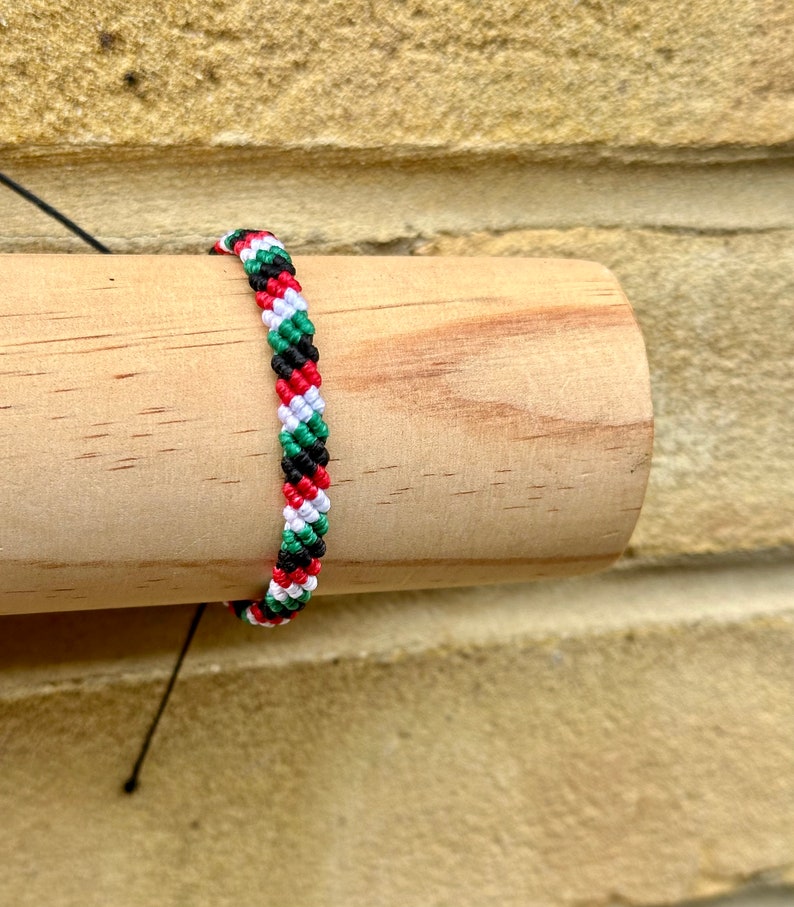 Handmade Palestine Flag Braided Bracelet: Adjustable Unisex Waterproof image 5