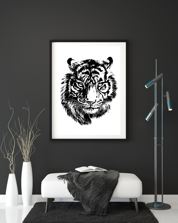 Black&white Tiger Art Print Set of 3 Tiger Art Prints A3 A4 Etsy