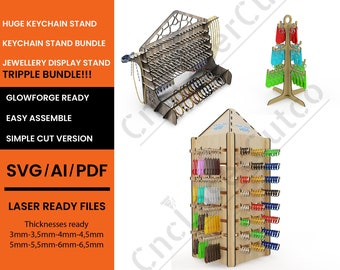 Display stand bundle SVG, Jewellery Stand, Keychain Stand Bundle SVG, laser cut Jewelry Display Stand, Glowforge SVG files, digital download