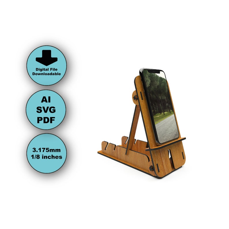 Adjustable Cell Phone Stand SVG, Phone Stand Template, Phone Holder SVG