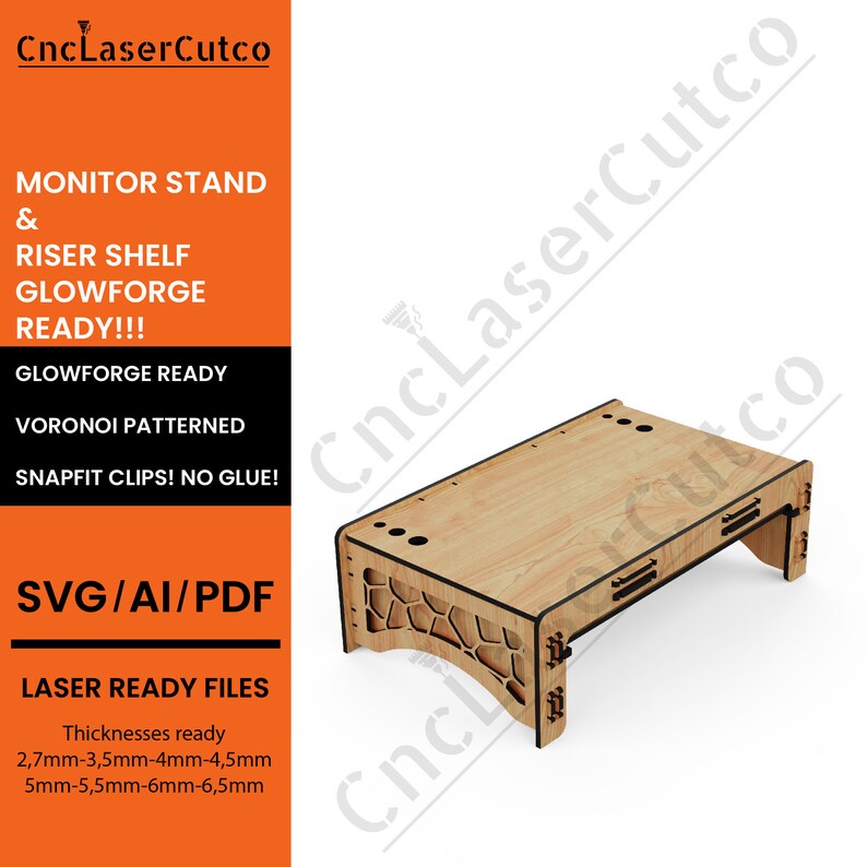Monitor Stand SVG, Laptop Stand Laser Cut File, Monitor Riser SVG