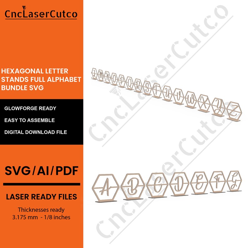 Letter Stand Full Alphabet SVG, Alphabet Stand Laser Cut File, Letter