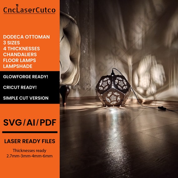 Laser Cut Wood Modern Lamp Shade Svg 4mm Template Glowforge 