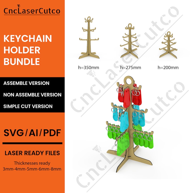 Présentoir bundle SVG, Jewellery Stand, Keychain Stand Bundle SVG, laser cut Jewelry Display Stand, Glowforge SVG files, téléchargement numérique image 5