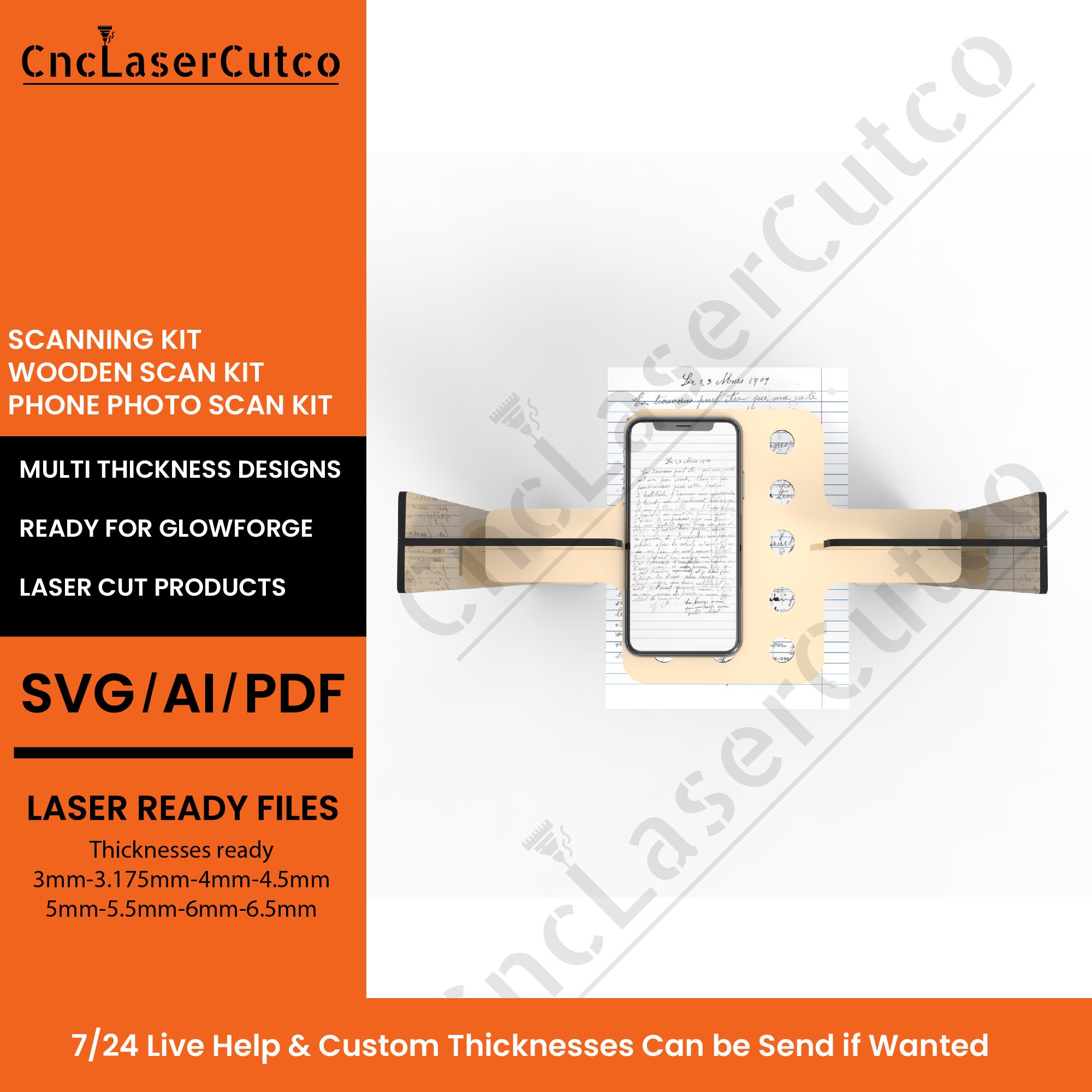 Phone Scanner Stand, Photo Scanner SVG, Pdf Scanner Laser Cut File