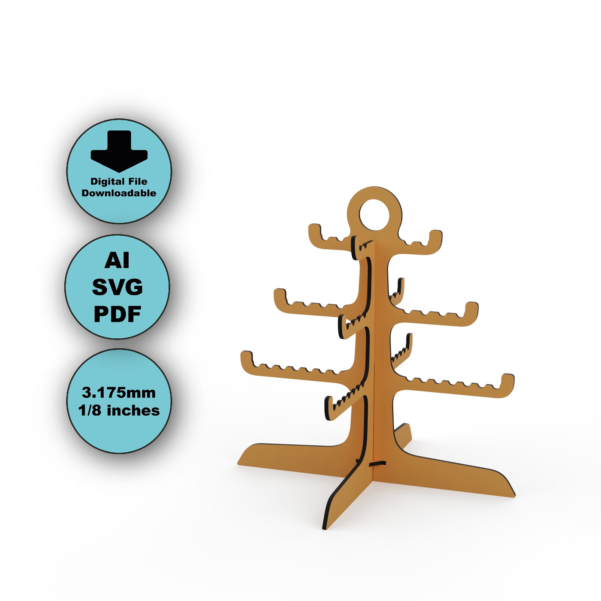 Keychain Stand, Display Stand, Laser Cut Graphic by engravedstoryandgift ·  Creative Fabrica