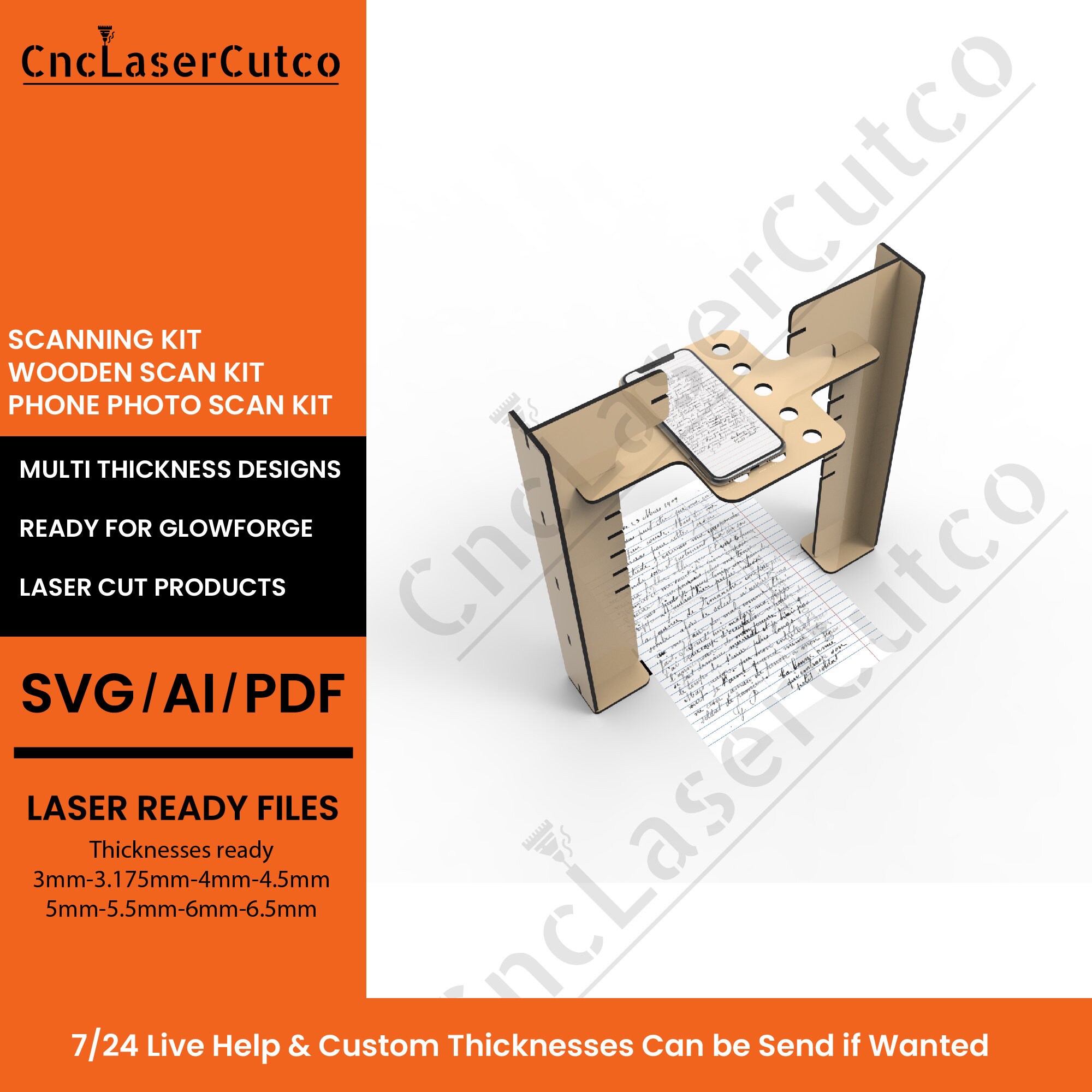 Phone Scanner Stand, Photo Scanner SVG, Pdf Scanner Laser Cut File