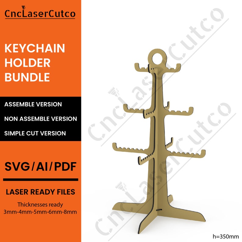 Présentoir bundle SVG, Jewellery Stand, Keychain Stand Bundle SVG, laser cut Jewelry Display Stand, Glowforge SVG files, téléchargement numérique image 6