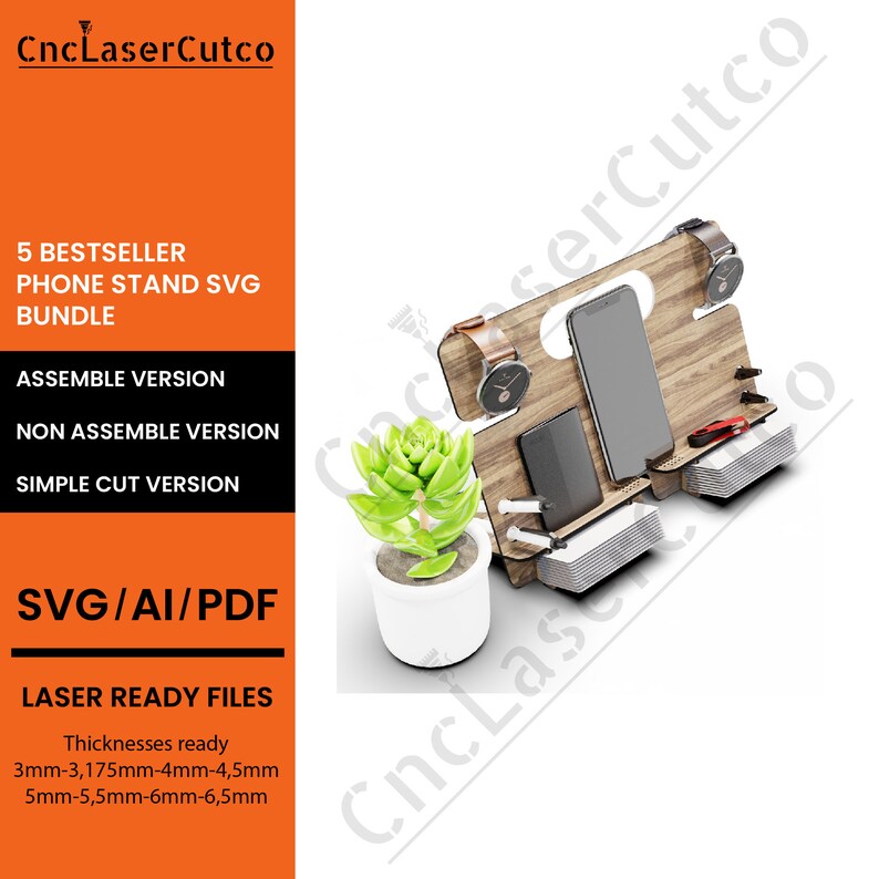 5 Phone Stand and Docking Station Bundle Svg Charging Etsy