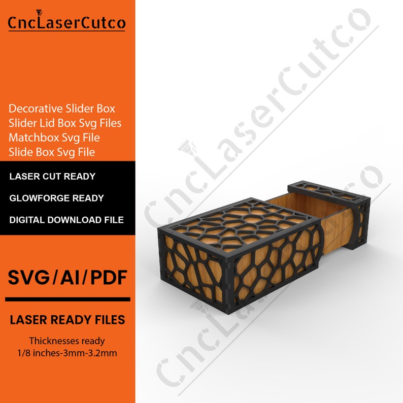 Slider Box SVG Match Box Svg Lasercut Decorative Slider Lid Etsy