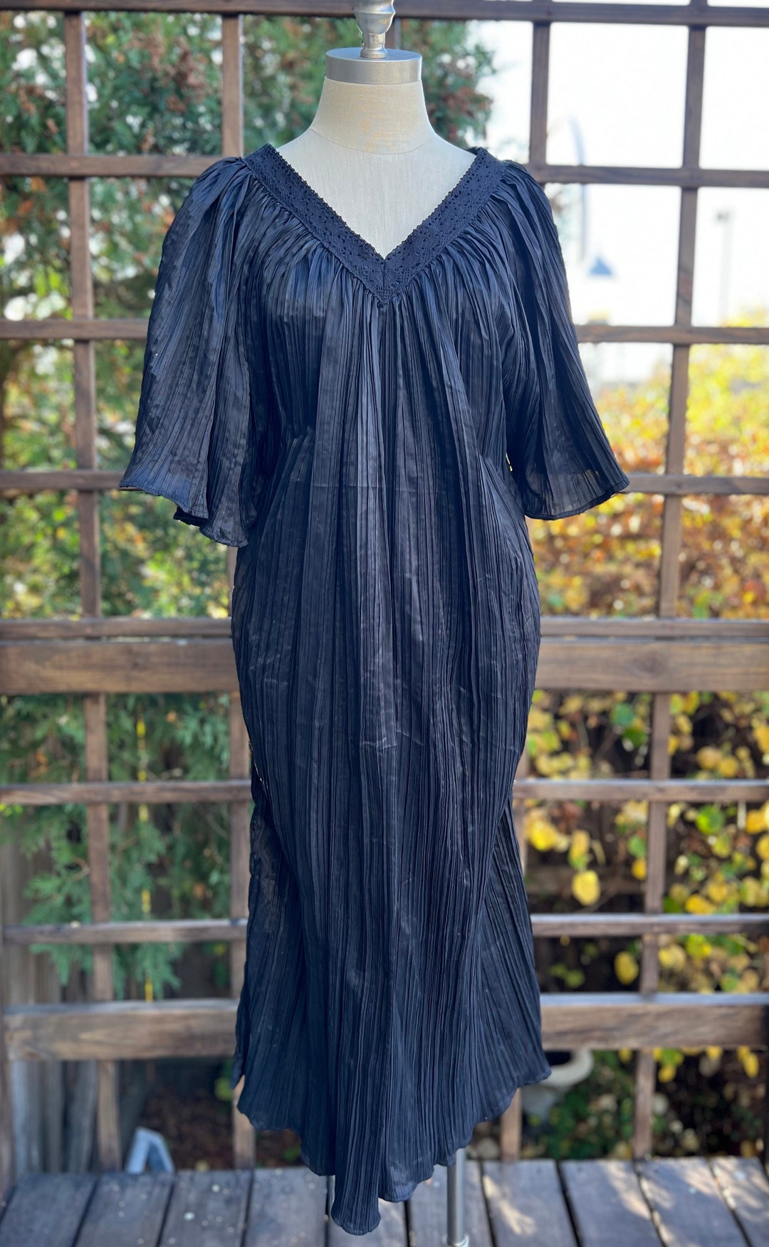 Vintage Grecian Style Gauze Dress With Crochet Trim and Etsy