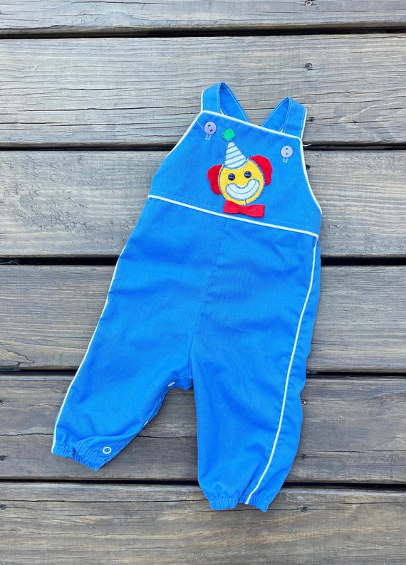 Vintage 60s Clown Overall Child's Onesie size 6 mo