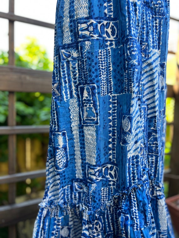 60s Hawaiian Blue Ruffle Mermaid Dress with Off T… - image 10