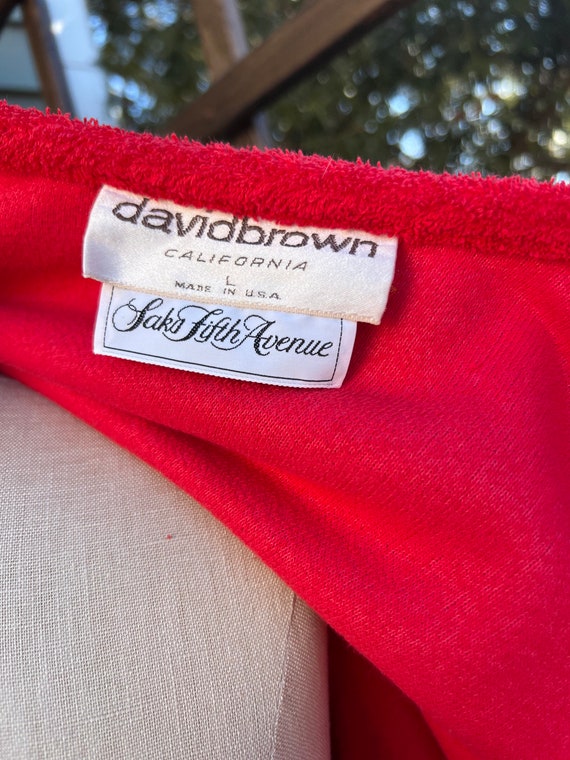 70s David Brown of California Red Terrycloth Kaft… - image 10