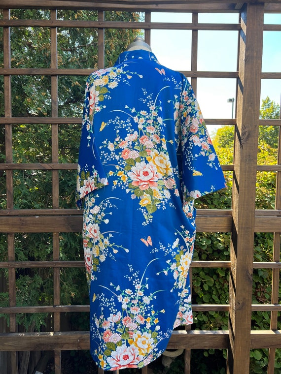Japanese Floral Kimono Robe | Indigo Blue Floral … - image 7