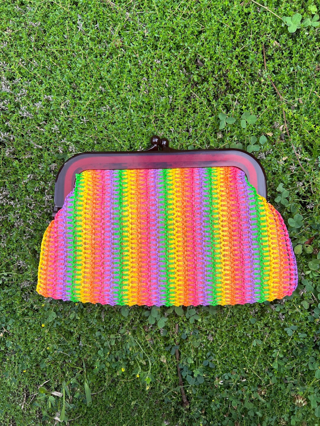 70s Rainbow Raffia Clutch Purse Rainbow Woven Straw Clutch Etsy