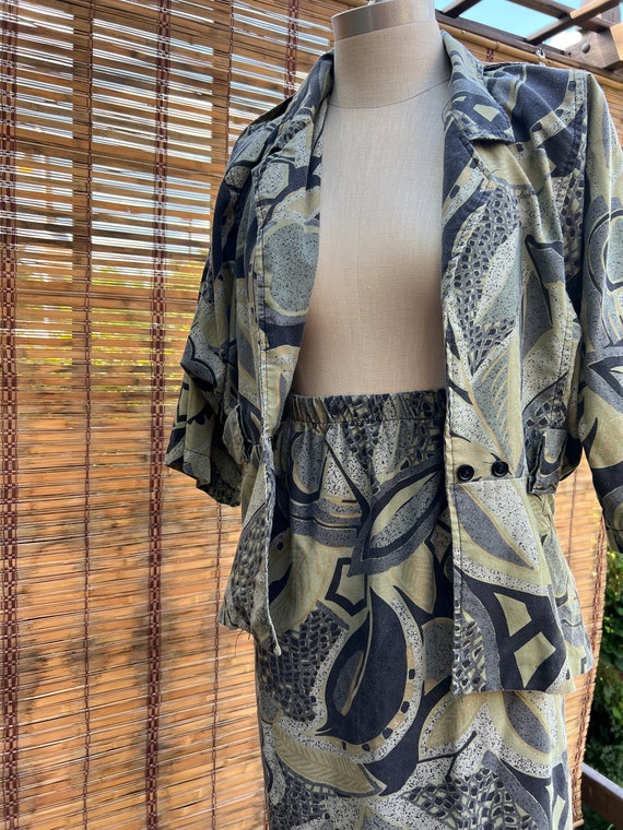 90s Abstract Print Two Piece Skirt Set | Vintage … - image 9