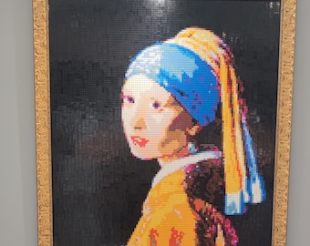 Girl with a Pearl Earring Johannes Vermeer - Custom DIY brick Portrait Pixel Art mosaic 1x1,15m (39.4"x46,9") -luxury Gift Wall personalized