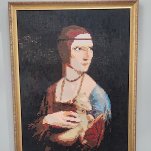 Dama con l&#39;ermellino Leonardo da Vinci - Custom DIY brick Portrait Pixel Art mosaic 94,4x128cm (about 37,16&quot;x50.39&quot;) Gift  Wall personalized