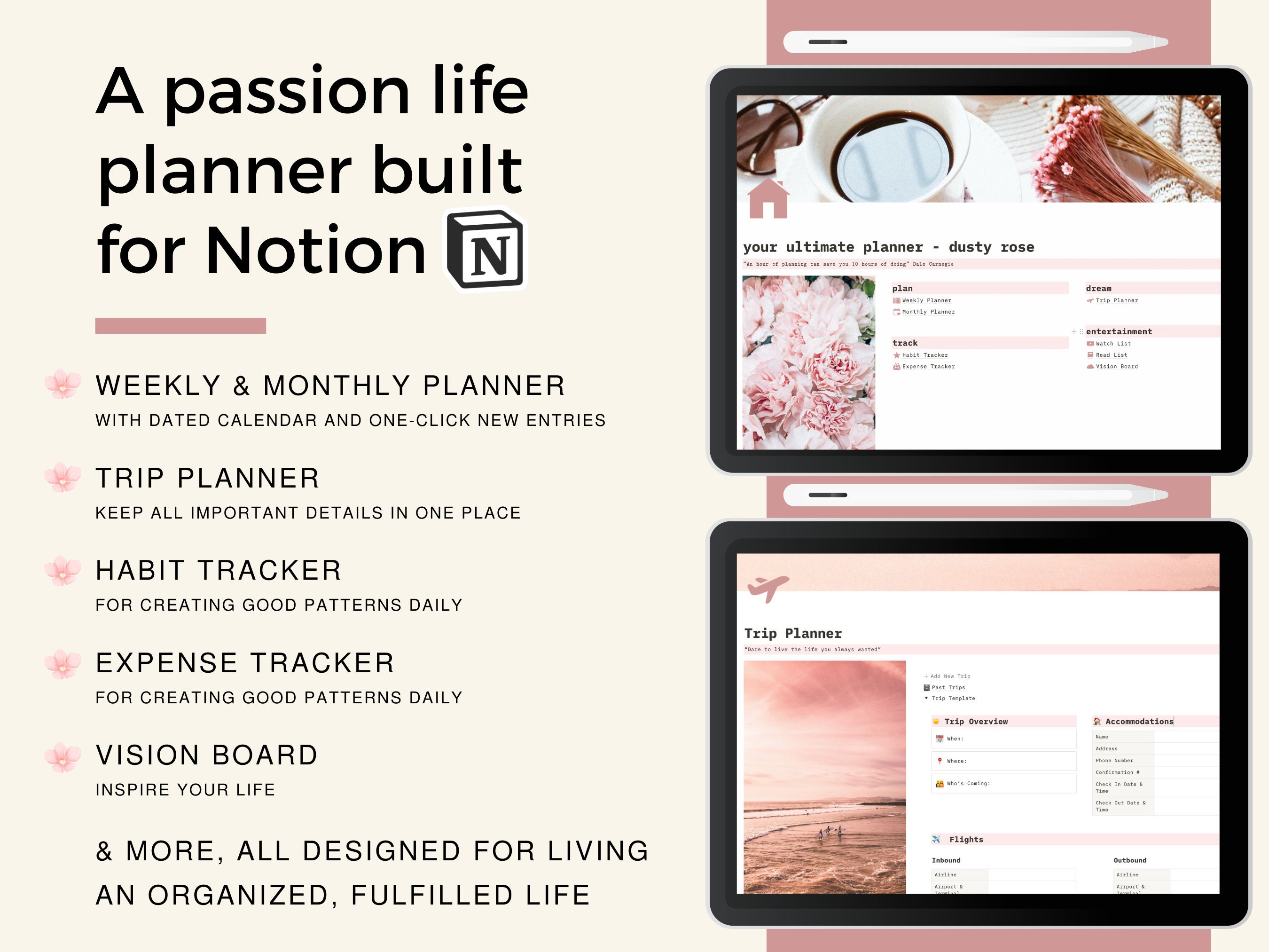 Ultimate Notion Template Planner Notion Life Planner, All in One Notion ...
