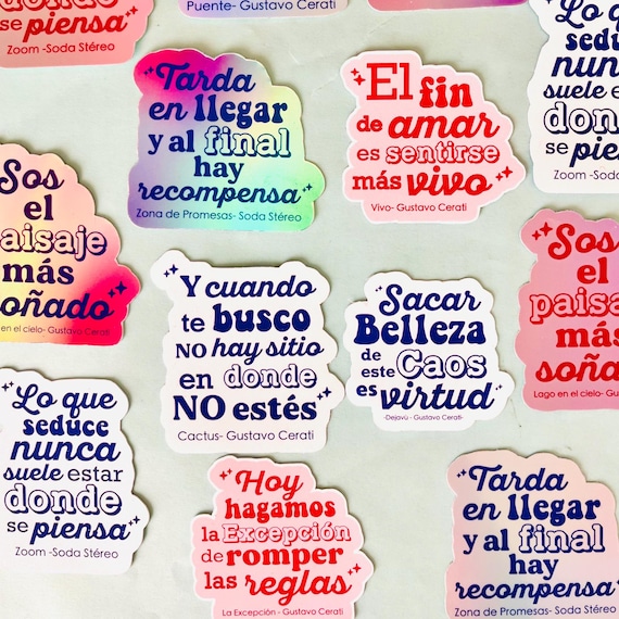 Gustavo Cerati Song Lyrics Stickers, Waterproof Vinyl Decals, Pack of 7 -  Etsy